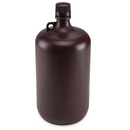 Bottle, Narrow Mouth, Amber PP Bottle, Attached PP Screw Cap, 4 Litres (1 Gallon)