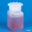 Bottle with Screwcap, Wide Mouth, Square, Graduated, PE (Cap: PP), 50mL, 100/Bag, 4 Bags/Unit