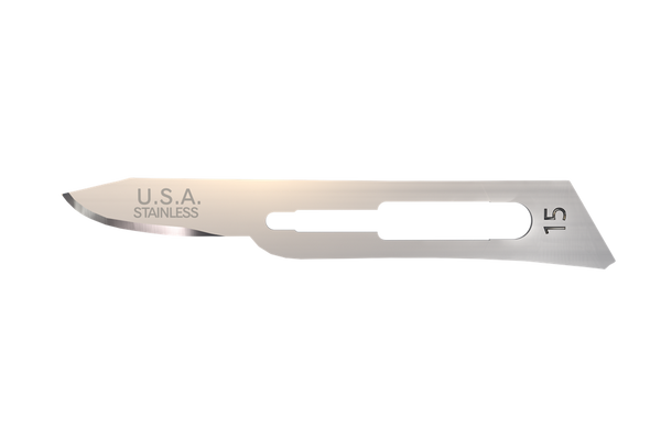 AccuThrive #15 Surgical Blade SS MicroCoat Sterile 500BL/CS (100BL/CT 5CT/CS)