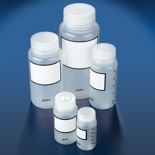 Bottle, wide mouth, 250mL, PP, graduated, round, PP screwcap