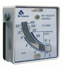 Air Science Optional DWYER Continuous Airflow Display accessory for Purair Basics ductless fume hood showing airflow monitor interface.