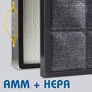 Air Science AMM Carbon and HEPA filter for air purification, shown in a close-up view of the consumable filter unit.