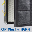 Air Science GP Plus! Carbon and HEPA filter for air purification, shown in a clean and compact consumables design.