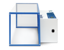 Air Science FUME-BOX horizontal flow fume hood showing transparent safety enclosure with airflow vents for laboratory use.