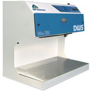 Air Science DWS Downflow Fume Hood used for laboratory safety and ventilation, featuring a sleek metal exterior and control panel.