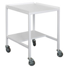 Air Science Purair Basics ductless fume hood with open steel cart and lockable casters for laboratory safety and mobility.