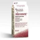 Alconox detergent powder in a container, used for cleaning and sterilization in laboratory and industrial settings.