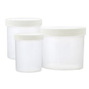 Large empty specimen jars from Cancer Diagnostics, 240 ml capacity, suitable for sample storage, with no labels.