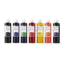 Set of five Cancer Diagnostics flip-top tissue marking dyes in black, blue, green, red, and yellow for laboratory use.