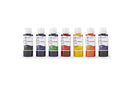 Set of five Cancer Diagnostics flip-top tissue marking dye bottles in black, blue, green, red, and yellow for laboratory use.