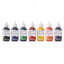 Set of seven Dropper-Tip Tissue Marking Dyes by Cancer Diagnostics in black, blue, green, red, yellow, orange, and violet colors.
