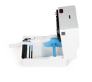 Citizen microscope slide label printer for laboratory equipment, showing the compact device with printed labels ready for use.