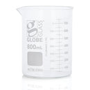 Set of 48 Globe Scientific glass Griffin-style beakers, 10ml capacity, used for laboratory consumables and scientific experiments.