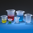 Polypropylene Economy Tri-Corner Beaker by Globe Scientific, 50ml, laboratory consumable, with a clear measurement scale.