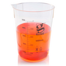 Pack of 12 Globe Scientific 50ml plastic Griffin-style beakers for laboratory consumables, durable and transparent for precise measurements.