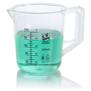 Set of 12 Globe Scientific 50ml plastic Griffin-style beakers for laboratory consumables, transparent and durable for precise measurements.