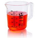 Set of 12 Globe Scientific 50ml plastic Griffin-style beakers for laboratory consumables, transparent with measurement markings.