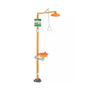 Guardian stainless steel emergency shower and eyewash station for safety and first aid in industrial or laboratory settings.