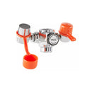 Guardian faucet mount eyewash station, a safety consumable device with a blue and white basin for emergency eye rinsing.