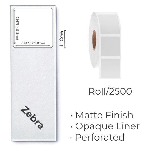 Xylene Resistant Labels, Matte, 15/16" Square, 1" Core