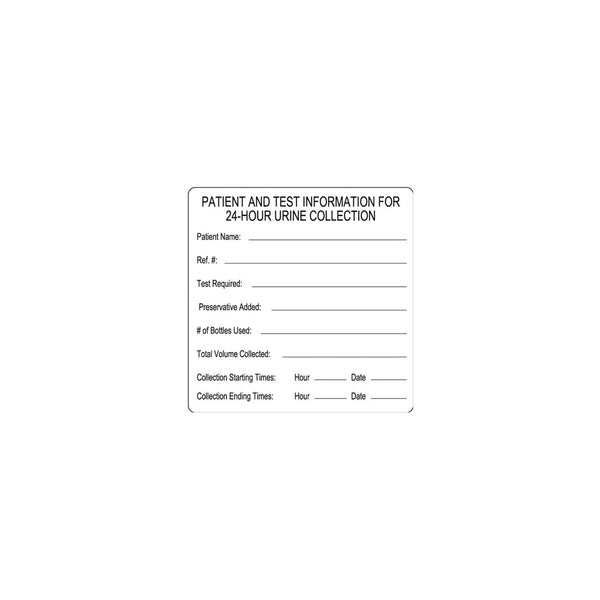 SIMPORT URISAFE 24-HOUR COLLECTION CONTAINERS - Accessories: Patient ID Label, 100/pk, 10 pk/cs