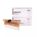 Box of 50 Leica Microtome Blades 818/819, high-profile consumables for precise tissue sectioning in microscopy.