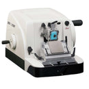 Refurbished Leica RM2125 RT microtome for precise tissue sectioning, displayed on a laboratory workbench.