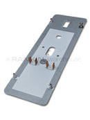 Used Leica CM3050 mains switch unit cover plate for repair, showing the metal plate with mounting holes and electrical connectors.