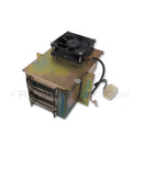 Used Leica heater module assembly for Autostainer XL ST5010, repair part, showing the metal heating component and connectors.