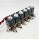 Leica Water Manifold Solenoid Assembly with 2x2-way valve block for Leica ST5020 repair parts showing the valve components.