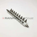 Used Leica ASP300 air manifold assembly for repair parts, showing the compact, metal component with inlet and outlet ports.
