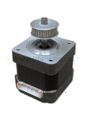 Used Leica CV5030 stepper motor with large belt pulley, repair part for precision imaging equipment.