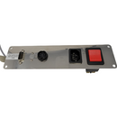 Used Microm HM 550 mains switch plate assembly, repair part for electronic equipment, showing the switch plate with mounting components.