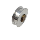 Used Microm HM 550 mechanical drive belt tensioner assembly for repair, showing the tensioner component with belt guide and mounting points.