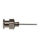 Rankin dispenser nozzles for Leica CV5030, 16-gauge accessories, shown attached to the precision device for accurate dispensing.