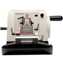 Rankin Basics manual microtome used for precise tissue sectioning, available for weekly rental, shown with controls and sample holder.
