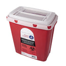 Rankin 1-quart sharps container for safe disposal of medical needles and sharps, durable and clearly labeled.