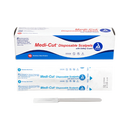 Box of 10 sterile disposable plastic scalpels by Rankin, showing individual scalpels in clear packaging for medical use.