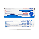 Box of 10 sterile disposable plastic scalpels by Rankin, shown in clear packaging for medical or surgical use.