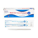 Sterile disposable plastic scalpels from Rankin, shown in a box of 10 for medical and surgical use.