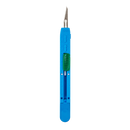 Box of 10 sterile retractable safety scalpels by Rankin, disposable surgical blades with protective retractable features.