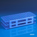 White Rankin test tube rack for consumables, holds 90 test tubes up to 13mm diameter, ideal for laboratory storage and organization.