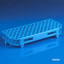 White Rankin test tube rack holds 90 tubes, designed for 12-13mm consumables, ideal for laboratory organization.