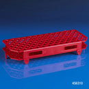White Rankin test tube rack with 90 slots for 12-13mm consumable test tubes, designed for laboratory organization.