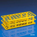 White Rankin test tube rack with 90 slots, designed for 12-13mm test tubes, made of durable consumable material.