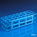 White Rankin test tube rack with 90 slots for 12-13mm tubes, designed for laboratory consumables storage and organization.