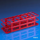 White Rankin test tube rack with 90 slots, designed for 12-13mm test tubes, ideal for lab consumables storage.