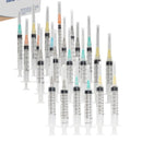 Box of 100 Rankin 1cc, 25G, 5/8 inch syringes with needles, sterile medical consumables for injections.
