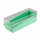 Blue plastic slide file storage system by Rankin with 200 slides, designed for organizing documents and consumables.
