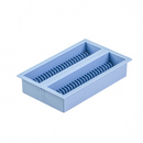 Blue Rankin Slide File Storage System with 200 plastic slides for organizing and storing document or presentation materials.